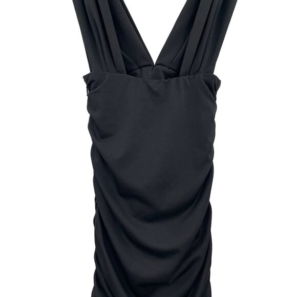 Showpo This Is Real Dress In Black Size 2 Bodycon Mini Length Deep V-Neck Sexy - Picture 14 of 16